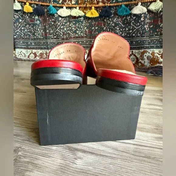 Gucci Red Leather Slip-Ons - Picture 5 of 14